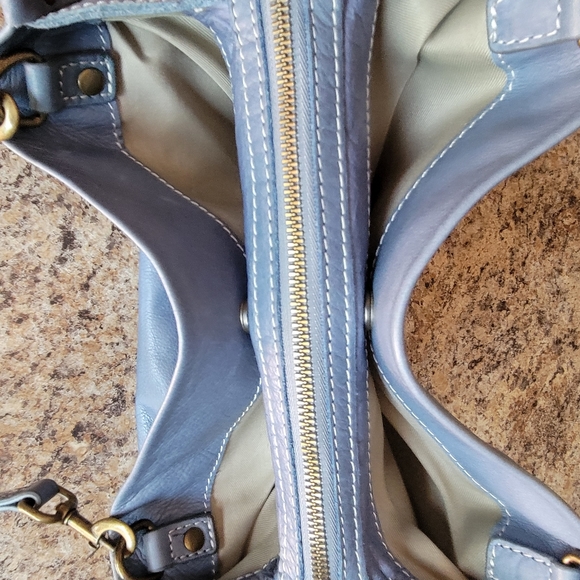 American Leather Co. Blue Shoulder Purse - Picture 6 of 12